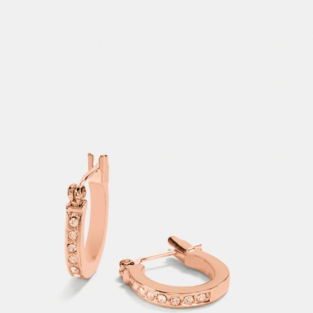 Rose Gold Pave Signature Huggie Earrings